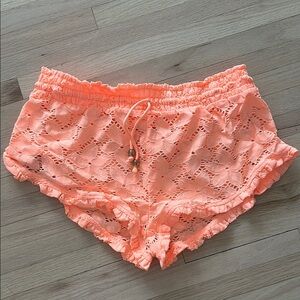 Victoria Secret Neon Orange Lace Eyelet Shorts - Size M